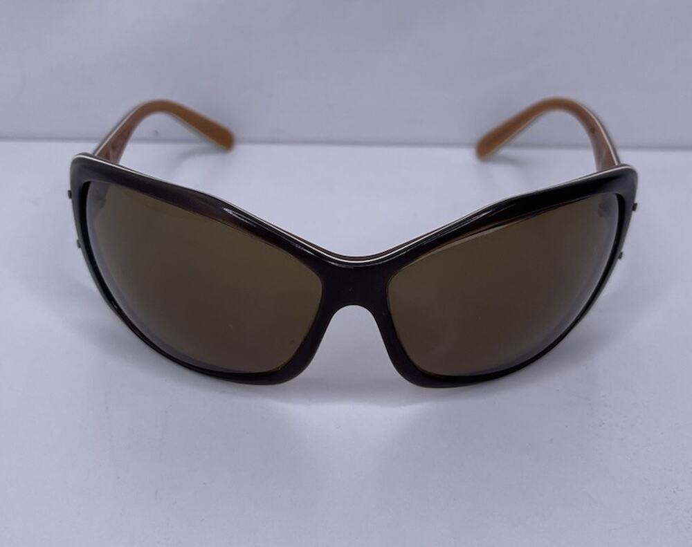 Prada Sunglasses SPR 04F 4BX-2Z1 Vintage Y2K Brown Wrap Shield Womens Italy